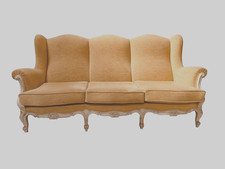 Banquette de style Louis XV bois hêtre patin à l'antique à cousins . XIX siècle.