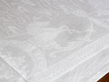 ancienne nappe blanche damassée 240x203