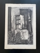 André MINAUX. Nature morte à la chaise. Lithographie originale signée.