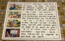 affiche scolaire "sons Y =II et ILL" lecture années 60