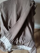 Paire double RIDEAUX anciens marron taupe- Coupon tissu coton Lin -2m40 X 1m30