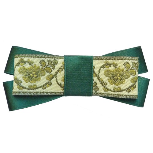 Broche verte satin vert - -,