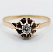Bague solitaire art deco or