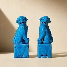 Paire de Chiens de Fô bleu -