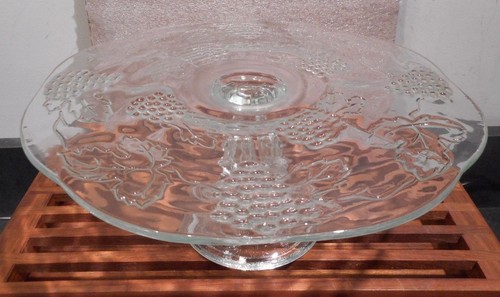 Vintage glass cake plate - vintage,
