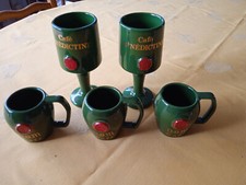 Vintage ancien lot de 2 mazagrans et 3 tasses Dom Café Bénédictine en bon état