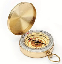 BOUSSOLE COMPASS  EN METAL DOREE Randonnée Camping Orientation  / NEUF TR6