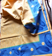 NAPPE IMPRIMEE SUR COTON  fond jaune MELIA  RECTANGULAIRE 150 X250***