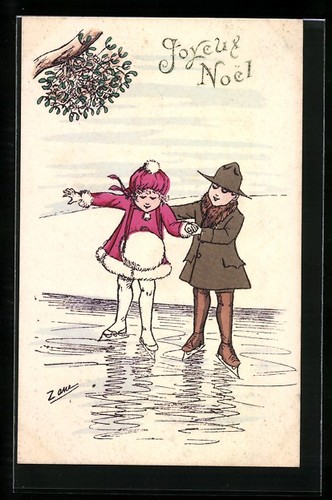 Couple sur patins voeux de - sur, patins,