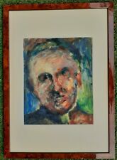 Tableau-Huile sur Papier Encadrée-Portrait de Curé dans un Goût Expressionniste