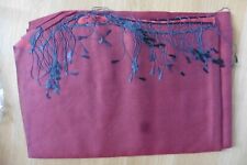 NEUF - Pashmina châle étole chic d'Inde cachemire et soie rouge frange grise
