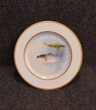 Belle Assiette Porcelaine Haviland Limoges Décor Main Signé Poisson Filets Or