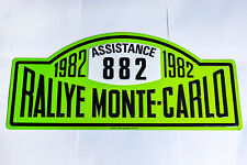 PLAQUE EN METAL, RALLYE MONTE CARLO 1982, ASSISTANCE #882, 46x21cm