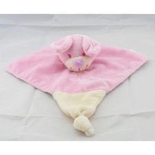 Doudou plat lapin rose fleurs