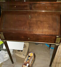 secretaire empire 19eme siecle acajou avec incrustations laiton + 2 chaises
