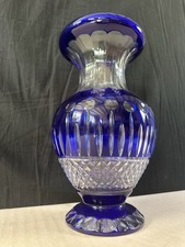 Ancien Grand vase Overlay Bleu