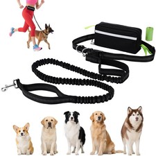 Laisse Main Libre Chien avec Sacoche – 1,6m à 2,2m, Poignées Doubles, Laisse ...