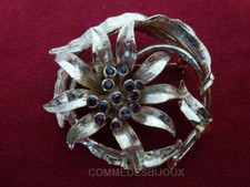 Broche "Fleur Soleil" Améthyste Ondulations à Foison Feuille - Bijoux Vintage