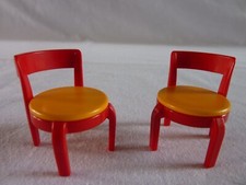 PLAYMOBIL 3926 4283 LOT DE 2 TABOURETS CUISINE ROUGE ET JAUNE MAISON