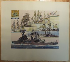 GOUACHE - du CROISEUR GLOIRE  - par MARIN-MARIE