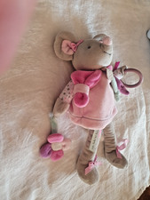 Peluche doudou et compagnie SOURIS PEARLY  ROSE GRIS Violet Bleu rubans