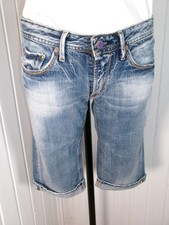 Bermuda short jeans bleu taille basse effet usé Le Temps des Cerises W28 38