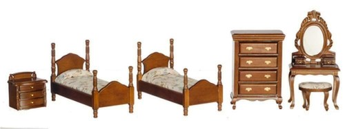 Poupées maison noyer chambre - maison,