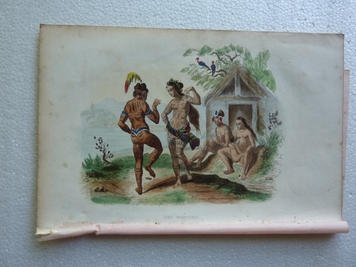 Gravure couleurs xixe iles - ,