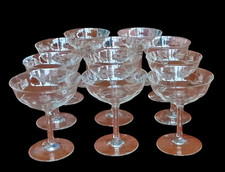 12 Anciennes Coupes Verres À Champagne Cristal Décor Gravé Art De La Table 