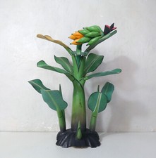 sculpture en bois bananier botanique Folk Art vintage