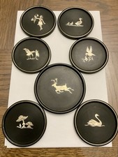 C1960 DESIGN SUÈDE BAKELITE ET ARGENT MASSIF 6 Porte-verres Et 1 Porte-bouteille