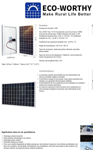 Panneau solaire 10w 12v - solaire,