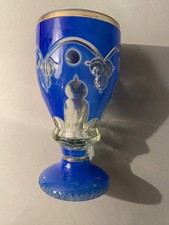 ÉLÉGANT VERRE EN CRISTAL DE BOHÈME OVERLAY VERS 1900 15 CM BLEU COBALT