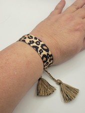 BRACELET LEOPARD CORDELETTE POMPON ! NEUF !