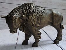 Art Déco Américain Artiste Buffalo Bison Bronze Fonte Sculpture Statue Œuvre