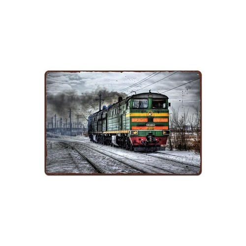 Plaque metal train ancien - metal,