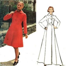 Manteau Semi Ajusté Vogue Années 1970, Couturier - Poitrine=34" (86cm)