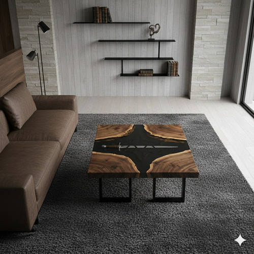 Table basse artisanale bois - table, en