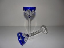 2 VERRES CRISTAL BACCARAT LIQUEUR DIGESTIF cristal  overlay BLEU COBALT