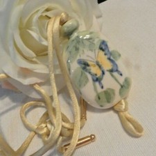 PORCELAIN Criton Birdwing Butterfly Pendant Necklace w/cord chain ~ A BEAUTY!