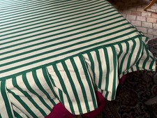 Nappe et deux rideaux en toile de coton rayures vertes