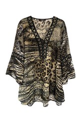 Tunique en dentelle léopard zèbre ORNA FARHO - Taille 40