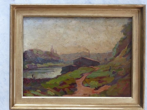 Tableau paysage signé achille - paysage,