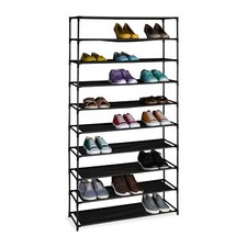 Rangement à Chaussures 10 Niveaux Structure métal & Niveaux en Tissu pour l’e...