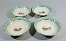 4 COUPELLES en porcelaine Céronord, France, chevaux, calèche attelage