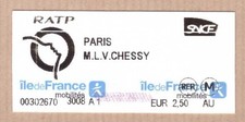 Ticket metro Paris RATP - origine et destination  - Eurodisney - chemin de fer -