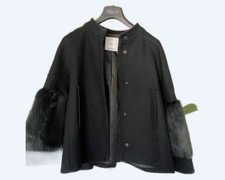 MANTEAU TISSU LAINE MELANGEE ET FOURRURE SYNTHETIQUE AUX MANCHES MARQUE MANGO