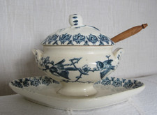 Moutardier ancien Hte Boulenger Choisy le Roi XIXème Terre de Fer motif OISEAUX