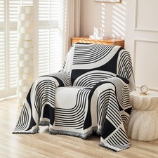 Housse de canapé en chenille avec pompons – Housse de canapé bohème avec moti...