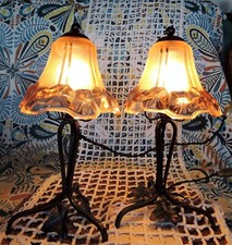 Très belle Rare paire de lampes Art deco, pate de verre(dlg Lalique Muller)